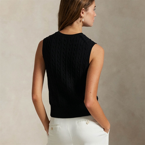 Polo Ralph Lauren Cable Cotton Strikvest, Sort